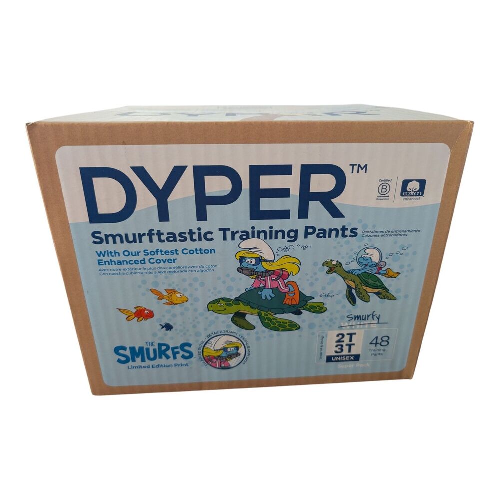 DYPER Cotton-Enhanced Training Pants Smurfs Edition Size 2T-3T 48 Count Natural